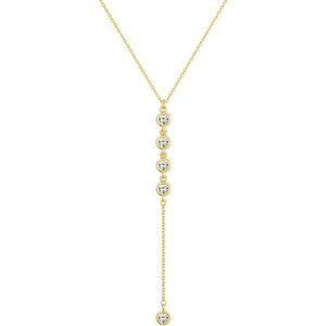 Women's  Lariat Y-Necklace 14K Gold Plated Layered CZ Chain  Jewlery For Women